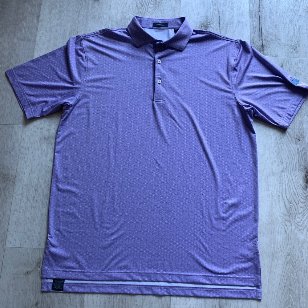 Turtleson Polo Shirt Mens Large Purple Geometric Pattern Performance Golf